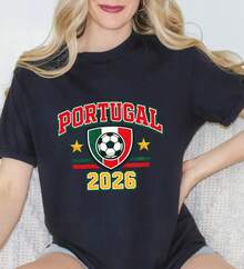 T-shirt  Portugal 2026, T-shirt de football du Portugal, T-shirt Coupe du Monde 2026, Maillot de football du Portugal, T-shirt de supporter du Portugal - Noir - Voir 1