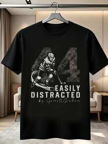Fácilmente Distraído por Garrett Graham 44 Camiseta de Hockey Romántica de Hippodent con Diseño Floral Abstracto y Natural - Negro - Ver 1