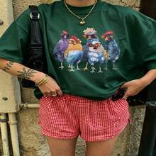 Cute Daily Casual Graphic T-Shirt 100% Cotton Oversized Soft Breathable Casual Crewneck Short Sleeve Top Aesthetic Daily Fashion Lovers Casual Wearers  Basic Vintage Minimalist Style Gift Givers Holiday Gift - 綠色 - 查看 18