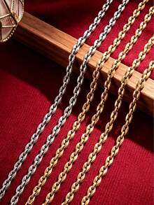 1m 304 Stainless Steel 18K Gold Plated Paperclip Chain, Rectangular O Link Chain, Waterproof DIY Handmade Bracelet Necklace - Chain - View 1