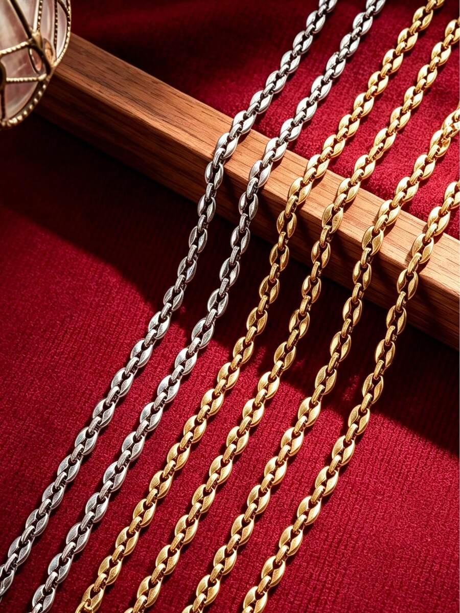 1m 304 Stainless Steel 18K Gold Plated Paperclip Chain, Rectangular O Link Chain, Waterproof DIY Handmade Bracelet Necklace - Chain - View 1
