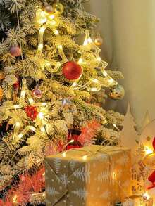 3/1pc Warm Yellow Christmas Window Lights - Christmas Decor, LED Suction Cup Lights With Bells, Light Brown Design, Star Shape, Snowflake Shape, 7.8*6.3 Inches, Battery Operated, Suitable For Indoor And Outdoor Christmas Tree, Fireplace, Window And Room Decoration (Batteries Not Included). - Warm Color - View 3