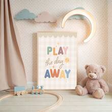 1件裝 帆布裝飾畫 兒童房牆面裝飾 波希米亞風「Cool Kids Club」裝框畫與「Play Every Day」兒童藝術畫 中性風格 即可掛裝 適合幼兒臥室、遊戲室、托兒所、嬰兒洗禮禮物、兒童禮物、趣味友誼主題 現代俏皮兒童房裝飾 - 彩色 - 查看 10