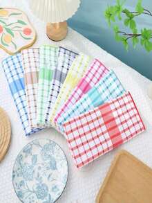 1 pieza/12 piezas Paño de cocina/Estropajo estampado a cuadros moderno, Toalla de cocina, Microfibra ultrasuave, Alta absorción, Color dopamina, Tecnología de impresión 3D, Colores vibrantes, Lavable y duradero, Adecuado para cocina, sala de té, sala de estar - Multicolor - Ver 2