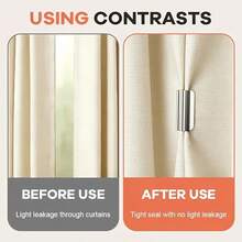 1Pair/3/4/6/10/12Pairs Magnetic Curtain Blackout Clips, Closure Fixing Buckles, No-Drill No-Sew Home/Dorm Blackout Accessories, No Hole Required, Light-Blocking Anti-Transparent, Curtain Clips, Suitable For Home, Bedroom And Office Curtains - Silver - View 4