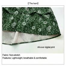 Bohemian Floral Print Ruffle Hem Beach Vacation Dress Elegant Summer - Green - View 4