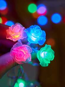 1pc 3 Meters 20LED Room Decoration LED String Lights, Battery Powered Fairy Lights, Rose And Cherry Blossom Shaped Lights, Home Birthday Wedding Independence Day Decor – Bedroom Office Graduation Ceremony Romantic Atmosphere Decoration, LED Lights - Clear - View 8