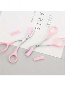 Curved Blade Eyebrow Scissor With Built-In Comb Set, Precision Brow Trimming Combination Kit For DIY Eyebrow Shaping, Portable Stainless Steel Beauty Shear For Facial Hair Trim Daily Makeup Grooming Small Cosmetic Tool Accessories. - A - View 2