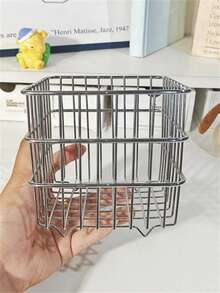 1pc Ins Style Desktop Cosmetic Storage Basket, Multi-Functional Organizer Rack, Makeup Storage Box For Vanity, Bathroom Sink, Kitchen Counter, Sponge Holder, Skincare Organizer, Jewelry Tray, Mother's Day Gift, For Bedroom, Dorm, Office - Silver - View 6