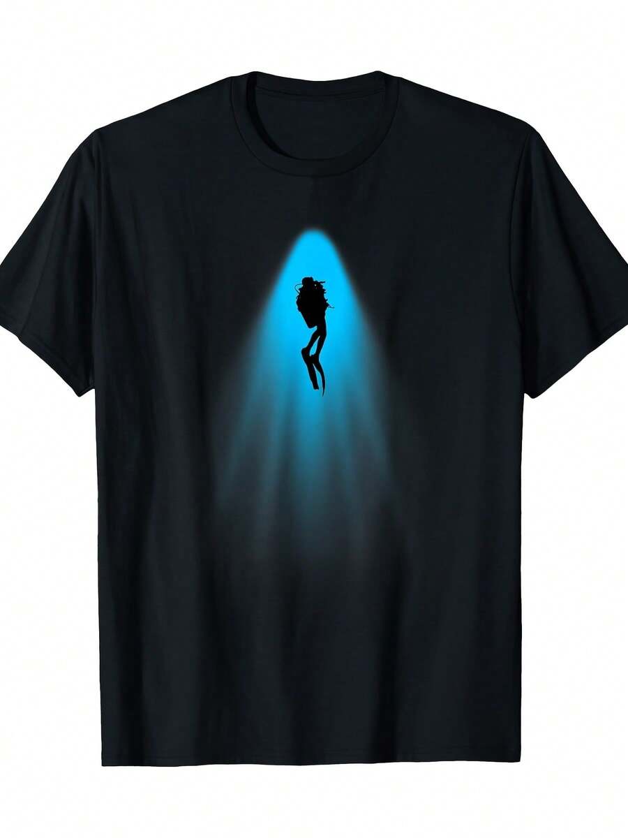 r brillante - Camiseta de manga corta transpirable de ajuste regular para buceo, gimnasio y actividades al aire libre - Camiseta casual de cuello redondo lavable a máquina para primavera.jpg - Negro - Ver 1