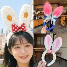 Disney 1pc Cute Plush Ear Headband, Japanese Style Purple Rabbit Headband, Suitable For Face Washing, Makeup, Daily Wear - View 1