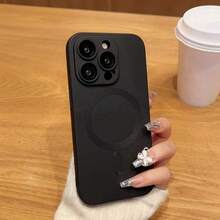 Matte Metallic MagSafe Phone Case, Ultra-Thin Scratch-Resistant Aluminum Texture Wireless Charging Protective Cover, Lens Film Dust-Proof Mesh Magnetic, Compatible With IPhone 17 16 15 14 13 Pro Max 12 Pro Max 11 Phone Case, Various Holiday Gifts - Black - View 5
