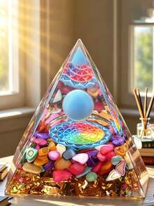 1pc Colorful Orgone Pyramid Home Decor Desk Decor Holiday Gift Room Decoration Father's Day Gift - Multicolor - View 2