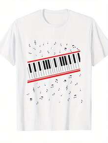 "Beat It" Piano T-Shirt, Made With A Soft And Comfortable Round Neck Design, Short-Sleeve Style. It Is An Ideal Gift For Family Members. - White - View 1