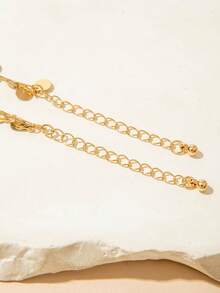imoli 1 Set/Gold Minimalis Alloy Round Disc Water Drop Tassel Handmade Chain Double Layer Anklet Wanita Hadiah Kencan (Rantai Buatan Tangan Dipotong Sesuai Ukuran, Jumlah Rumbai Cakram Bulat Bervariasi) - 29120-ank-G-1 - View 7