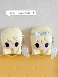 1pc Angel Wing Girl Bluetooth Earphone Case Suitable For Airpods Pro/Pro2/Pro3/Airpods4 Earphone Protective Cover - Light Yellow - View 5