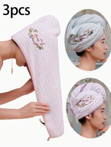 QIBHI Embroidered Floral Women's Hair Drying Cap, Elegant Makeup Hair Tie Cap, Soft Quick-Drying Girls' Garden Bath Cap, Warm Floral, Minimalist Bathroom Hair Drying Cap, Home Decor Girls' Hair Drying Towel, Suitable For Bathroom, Travel, School, Back To School, Home Essentials, Skin Care - Multicolor - View 15