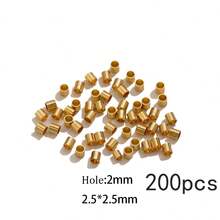 200 piezas de cuentas de tubo de crimpado de acero inoxidable chapado en oro minimalista, tubos de fijación de cordón unisex para manualidades diarias de pulseras y collares hechos a mano - extremo del cable - Ver 7