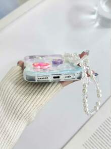 DIY cremige Handyhülle mit wellenförmigem Rand, glänzend lackiert, stoßfest, mit 3D-Accessoires, zusätzlichen Charms und Perlenarmband, kompatibel mit iPhone 17pro/17Air/17/17promax16/11/16pro/16plus/16promax/16e/15Promax/13/14/12/XS/XR/7G/8P, kompatibel mit Samsung Galaxy 11/12Pro/12/12X/13Pro/14Pro/15Pro - Verschiedenfarbig - Übersicht 7