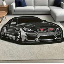 【Soft Sports Carpet】1件裝藍白賽車地毯，仿羊絨加厚毛絨地毯，秋冬裝飾地毯，臥室裝飾 - 多色5 - 查看 2