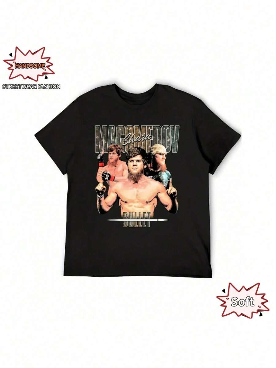 Camiseta de MMA para Hombre Shara Bullet Magomedov - Camiseta de Combate de Peso Pesado Adecuada para Gimnasio, Entrenamiento de MMA y Eventos para Fanáticos - Estampado Icónico de la Firma - Blanco - Ver 1