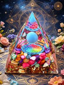 1pc Colorful Orgone Pyramid Home Decor Desk Decor Holiday Gift Room Decoration Father's Day Gift - Multicolor - View 5
