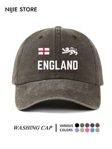 1PC England Pattern Design Printed Baseball Cap, Washed Vintage Baseball Cap Sun Protection Hat, Fashion Sun Hat, Unisex Adjustable Size Vintage Washed Baseball Cap, Vacation Essential Suitable For Daily Outings, Travel, Outdoor Sports And Other Scenes, Creative Gift For Friends And Family. - A - View 6