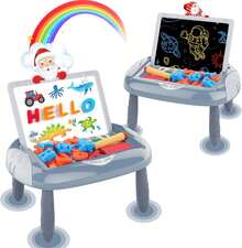 Double-Sided Doodle Board Toy, Magnetic Drawing Board For Kids, Includes Educational Tools And Drawing Accessories, Portable, Space-Saving Design, A Perfect Gift For Boys And Girls (Christmas, Easter, Children's Day, And Birthdays) - Grey - View 3