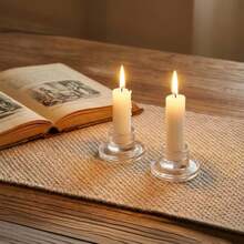2pcs/6pcs/12pcs Transparent Short Taper Candle Holders, Suitable For Table Centerpieces, Weddings, Parties, Advent, Christmas And Home Decor - Multicolor - View 3
