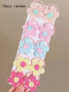 10pcs Girls Multicolor Glitter Flower Hair Clips Hair Accessories For Forehead Side Bangs And Loose Hair, Daily Use - Multicolor - View 10