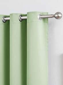 1 PIEZA Cortina de unicolor clásico con ojetes en la parte superior - Aislante térmico, cortina de privacidad mejorada, adecuada para cocina, baño, sótano y caravana - Fácil de instalar, poliéster, control de luz, adecuada para sala de estar - verde claro - Ver 2