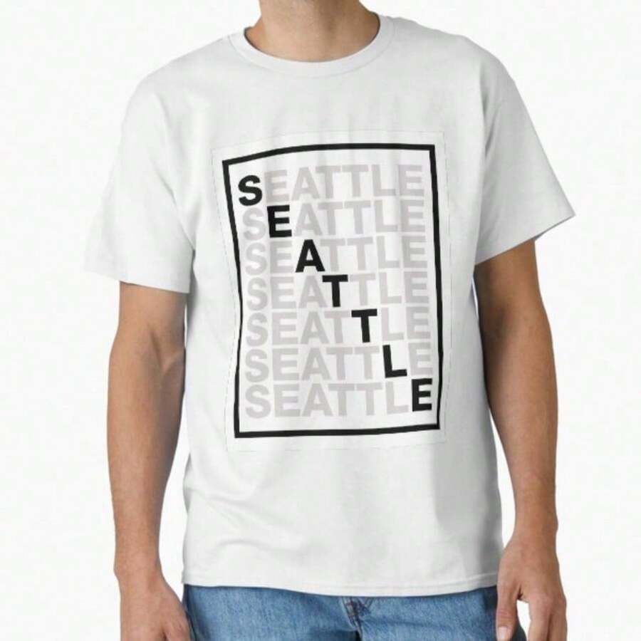 Camiseta con la aguja espacial frente a una ciudad colorida - Azul y blanco - Ver 1