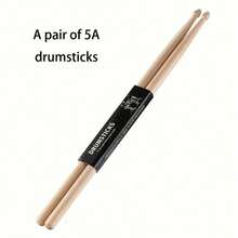 1 Pair Natural Wood Drumsticks, Solid Wood With Fine Polished Texture, Sturdy And Durable For Daily Practice, Rehearsal And Stage Performance, Convenient Storage, Suitable For Beginners Or As A Gift For Drum Enthusiasts - Multicolor - View 8