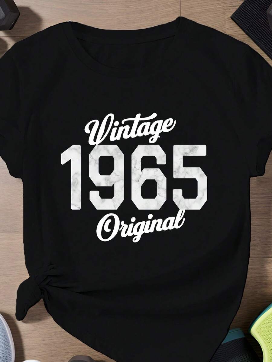 EDICIÓN LIMITADA VINTAGE 1965 Camiseta deportiva de manga corta de talla grande para mujer