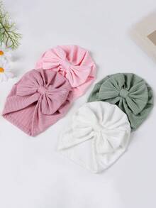 4pcs Soft Comfortable Elastic Knit Bow Headbands For Baby (0-9M) Cute Newborn Hair Accessories - Multicolor - View 7