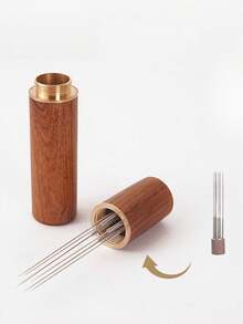 1pc Stainless Steel Needle Coffee Stirring Stick - Espresso Stirrer With Natural Wood Handle And Base, 6-Needle Stirring Head, Suitable For Home Kitchen And Coffee Shop - Multicolor - View 7