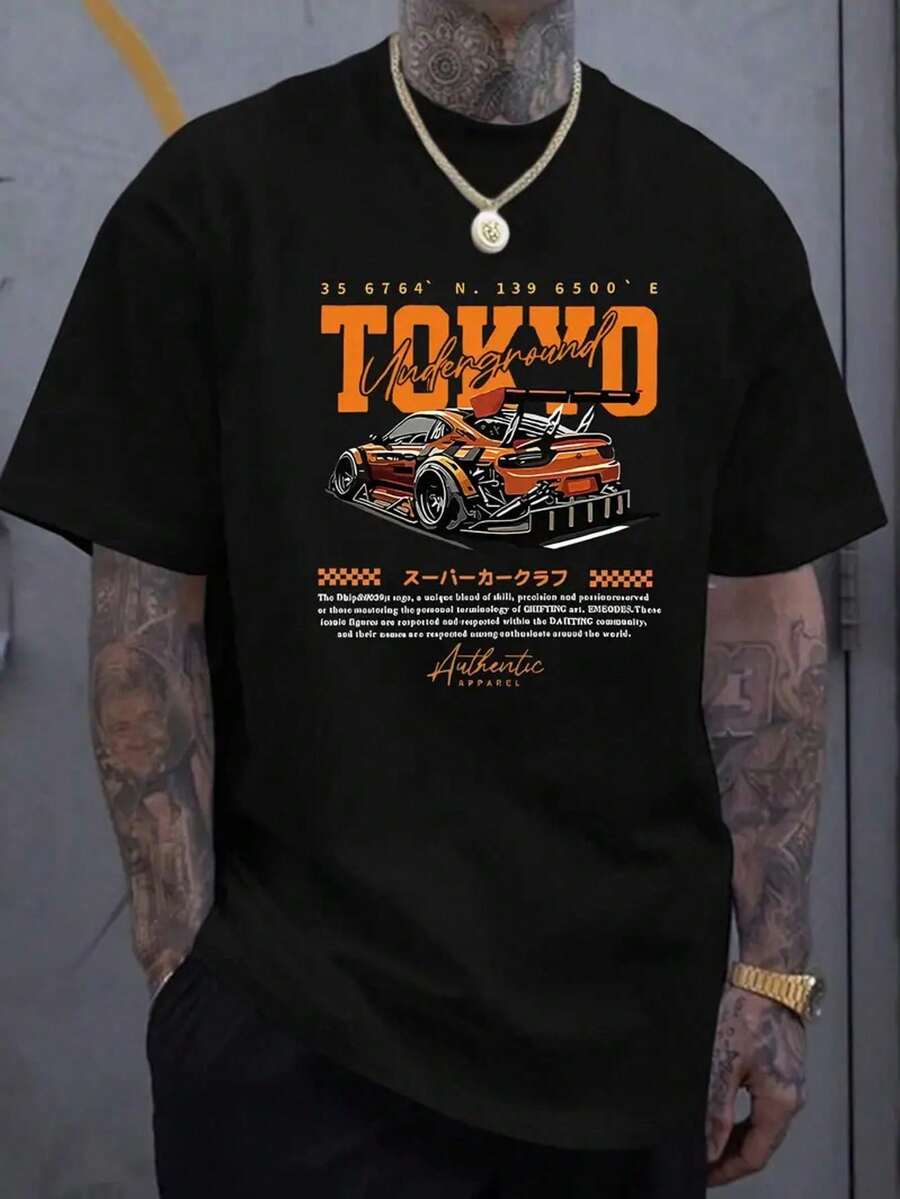 Camiseta hombre cuello redondo y manga corta. Estilo casual con estampados modernos y cómodos. Para hombres y mujeres, estilo pareja, pareja, camiseta de manga corta con estampado de moda - Negro 1 - Ver 1