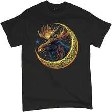 Celtic Moon Moose - Camiseta para hombre, dise?o de bestia mística, espiritual, majestuoso, bosque, celestial, cósmica, naturaleza, vida silvestre, nórdico, para hombre - Negro - Ver 2