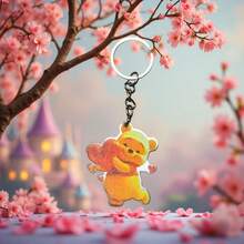 Disney 2D平面壓克力鏈條多功能裝飾吊飾，背包掛飾，心形鑰匙圈－可愛熊設計，輕巧便攜，適合掛在背包或車鑰匙上，情人節或節日禮物，精緻工藝，聖誕禮物，嘉年華禮物，派對禮物，飾品 - 彩色 - 查看 10