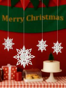 12pcs White Colorful Hanging Snowflake Decorations, 3D Christmas Paper Snowflake Garland, Christmas Party Backdrop Decor, Snowflake Hanging Ornaments, Christmas Decorations, Ceiling Decor, Winter Party Decorations, Frozen Theme Birthday Party Backdrop Decor, Wedding Decorations, Christmas Party Photo Props, Christmas Party Supplies, Christmas Gifts, New Year Decorations - White - View 7