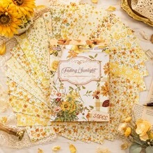 50 hojas de papel de scrapbook con flores para diario de recortes, papel de scrapbook, planificador, creación de tarjetas, álbum y manualidades DIY - papel - Ver 7