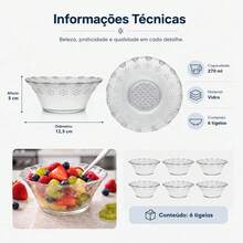 Glass Dessert Bowl Set, 6 Pieces, 270ml Thick, Decorated With Cotton. - 6unds 270毫升 - 查看 7