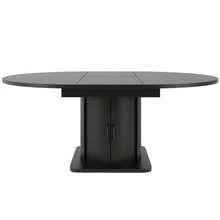 Juego de comedor moderno (5 piezas), que incluye mesa y sillas para 4 a 6 personas, mesa extensible con 4 sillas, mesa de comedor con cajones, silla de lino gris, negro - Negro - Ver 8