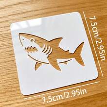 16pcs Reusable Ocean Creature Stencils, 3 Inch, Includes Whale, Orca, Crab, Mermaid, Sea Turtle, Starfish, Seahorse, Shark, Jellyfish, Dolphin, Coral, Shell Shapes Painting Templates, Suitable For Wood, Wall, Fabric, Glass, Stone Painting Craft Art Templates, DIY Art Scrapbook Projects, Drawing Tools - Sets - View 2