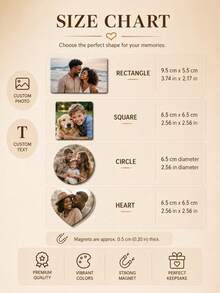 Customized Photo Refrigerator Magnet Set, Personalized Image Fridge Magnets, Including Rectangular, Square, Round And Heart Shapes, Can Upload Your Own Photos Or Customize Text, Multiple Image Display, Suitable For Kitchen And Living Room, Commemorative Gift For Family, Couples, Pets - Multicolor - View 5