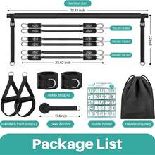 Pilates Bar Kit With 6 Resistance Bands Home Gym Fitness Training Workout Set - Multicolor - View 4