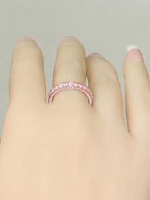1 chiếc nhẫn đá Cubic Zirconia thời trang, quà tặng trang sức cho phụ nữ nhân dịp kỷ niệm ngày cưới. - Hoa hồng vàng - Xem 7