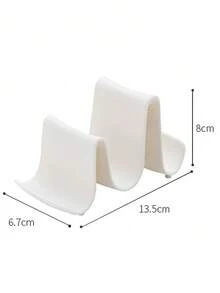 1pc PP Material Spoon Rest, Creative Wave Design Kitchen Countertop Spoon Holder - White - View 10