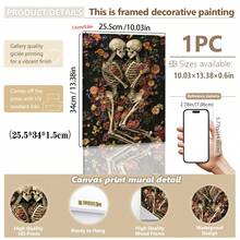 1pc, Canvas Wall Art, Framed Wall Decor, Gothic Romantic Floral Skull Couple Canvas Painting, Dark Academia Style Poster, Vintage Dried Flower Skull Oil Painting, Suitable For Modern Home Decor, Room Decor, Dorm Decor, Bedroom Decor, Living Room Decor, Bathroom Decor, Kitchen Decor, Dining Room Decor, Office Decor, School Decor - A - View 17