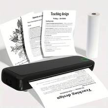 Portable Thermal Printer, Inkless Printer, Includes 1 Roll Of A4 Paper, Suitable For Office, Home, Travel, Document Printing, Photo Printing - Multicolor - View 3